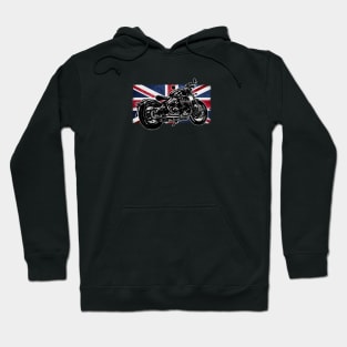 Bobber Motorcycle | Great Britain Flag | Custom Classic Motorcycles Hoodie